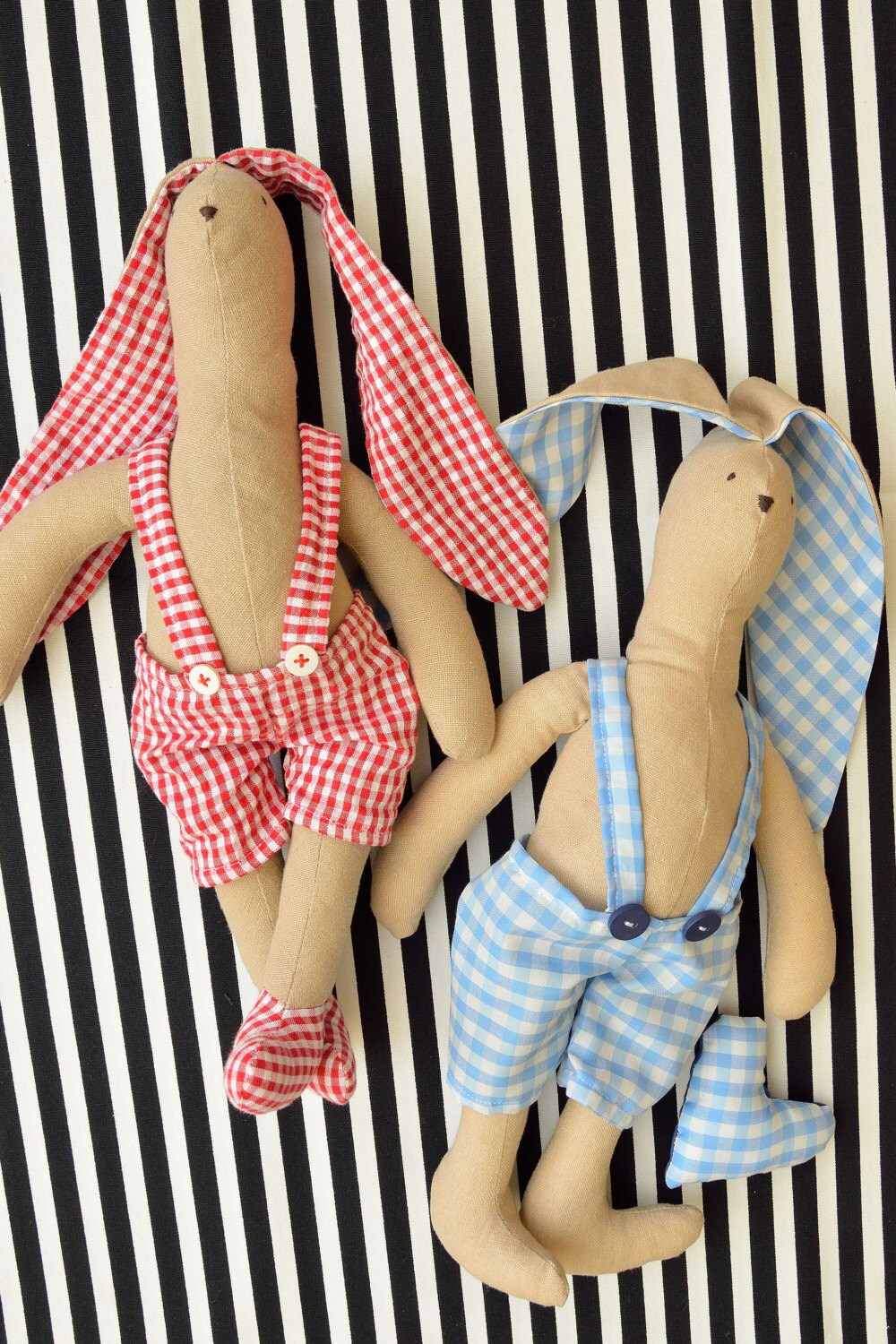 Unique Tilda bunny in red pants 15 inches tall by ecodecco on Etsy