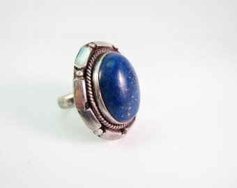 Vintage Sterling Silver Lapis Lazuli Ring, Native American Ring, Navajo ...