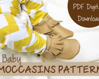 Leather Moccasin Sewing Pattern - Baby Shoe Pattern - Instant PDF digital download