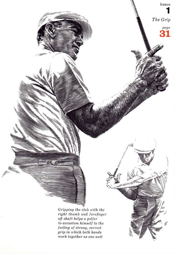 Download GOLF print of Golf pro lesson on the Grip 1960s illustration