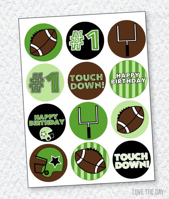 Football Cupcake Toppers PRINTABLE Party (INSTANT DOWNLOAD) by Love The