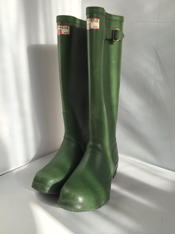Vintage Huntress Wellies Rubber Rain Boots Tall British Hunter
