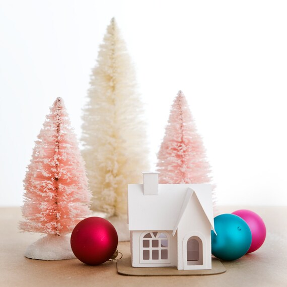 Putz House Ornament DIY Kit Victorian Glitter House Christmas Decoration Paper Craft Kit