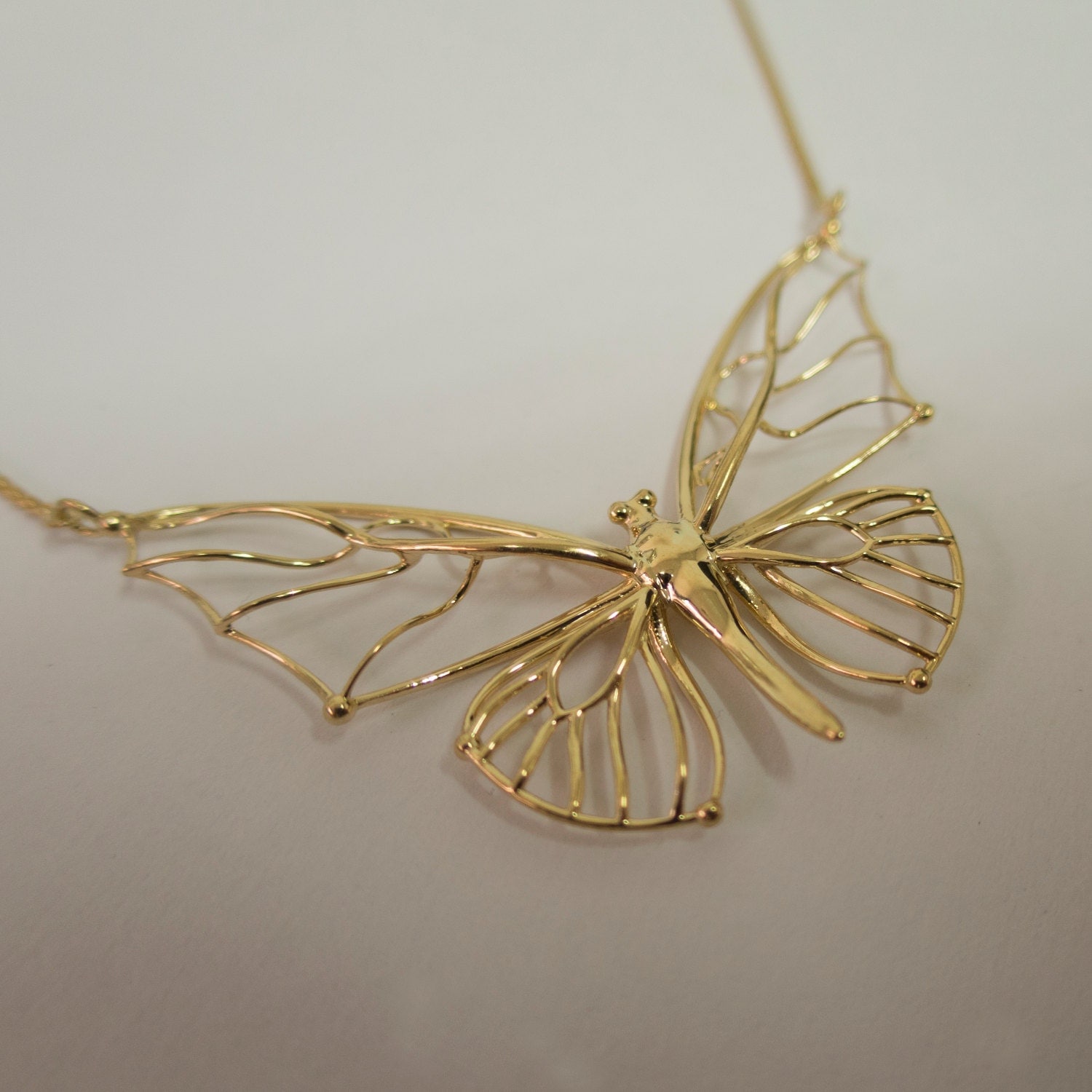 Butterfly Pendant Solid Gold Butterfly Pendant Large