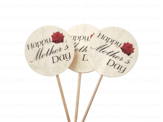 Items similar to 10 Happy Mother's Day Cupcake Toppers, Food Picks