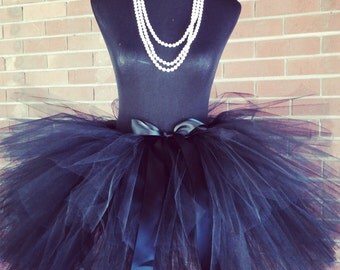 Solid Black Adult Tutu, Bridal Tutu, Bachelorette Tutu, Adult Tulle Skirt ,Adult Cake Smash Tutu, Bridesmaid Tutus for waist up to 34 1/2"