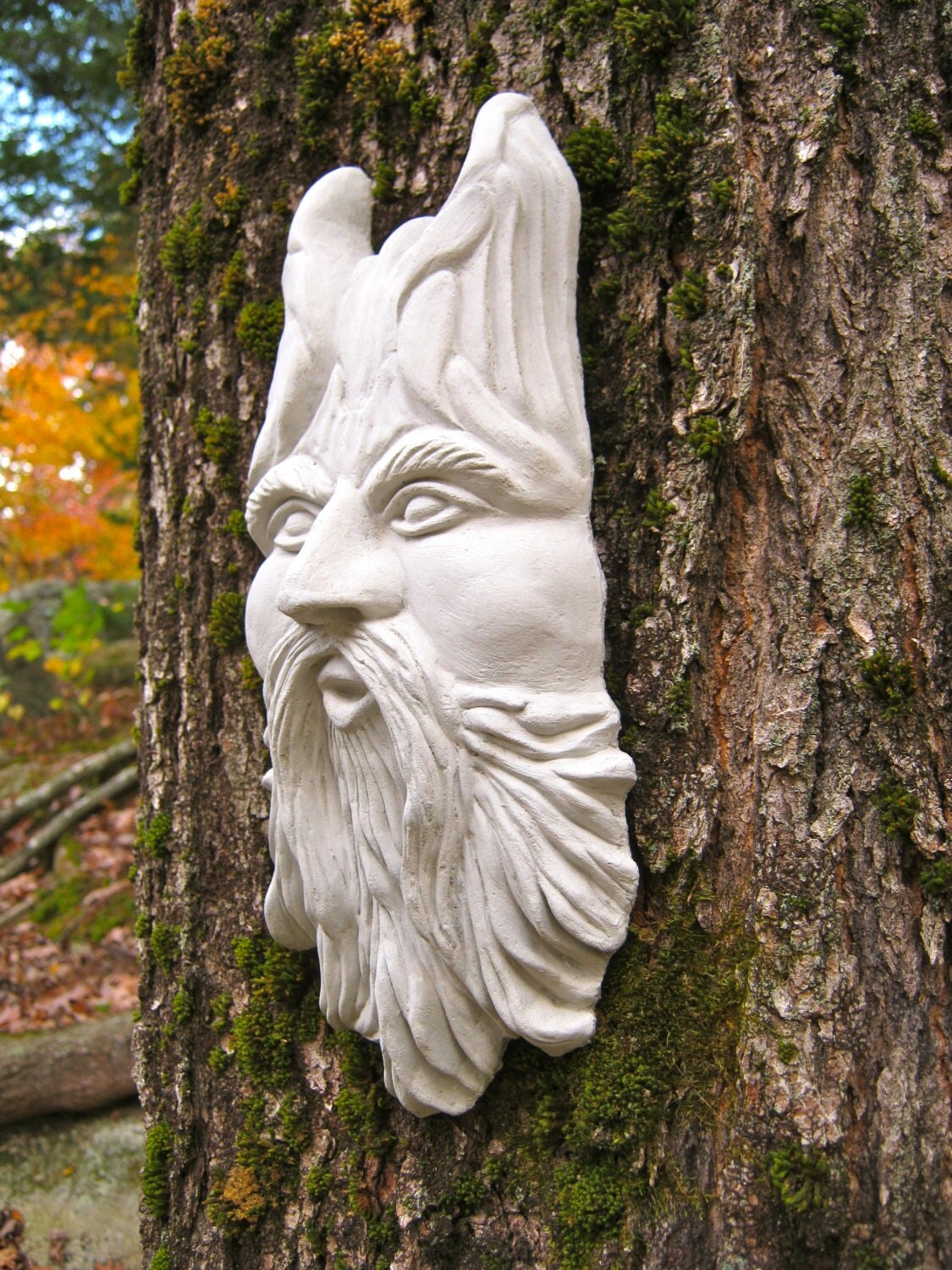 Green Man Garden Decor Hanging Face Blowing Tree Spirit