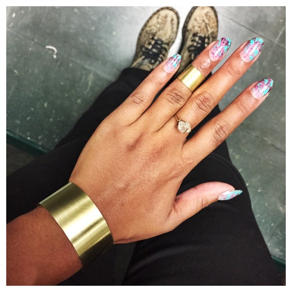 Gold Wrist Cuff by ABAJewels on Etsy