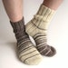 Asymmetrical Striped Hand Knitted Socks - 100% Natural Organic Autumn Winter Clothing