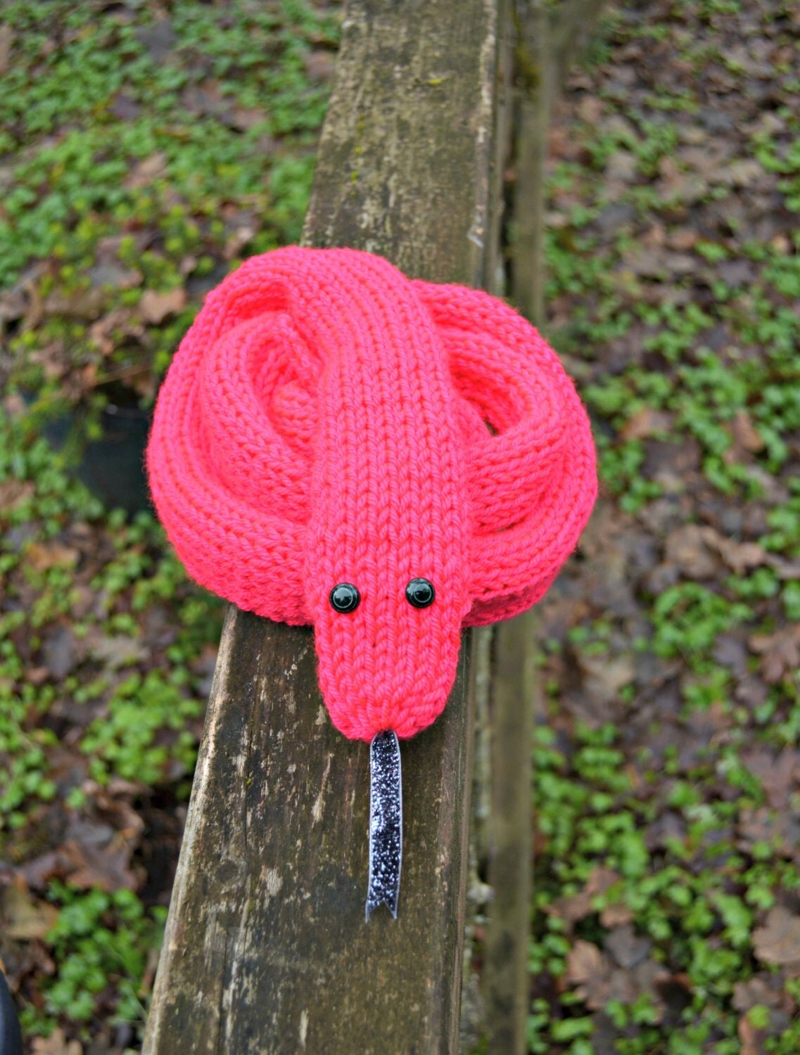 Hot Pink Snake Scarf long skinny animal scarf quirky handmade