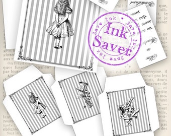 Alice in Wonderland Quotes Tea Bag envelopes save ink instant download digital collage sheet VDTEAL1009