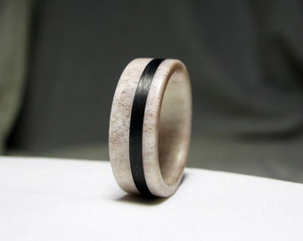 Deer Antler Ring - Bone Ring With Carbon Fiber Inlay
