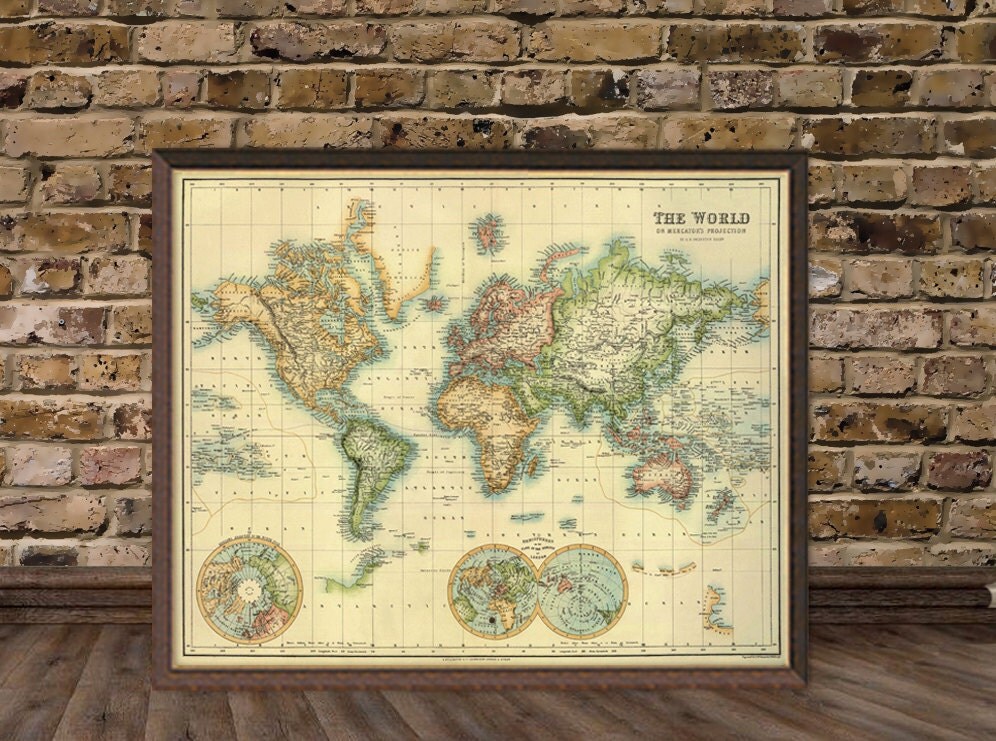 World Map Old Map Of The World Restored Wall Maps World 1295