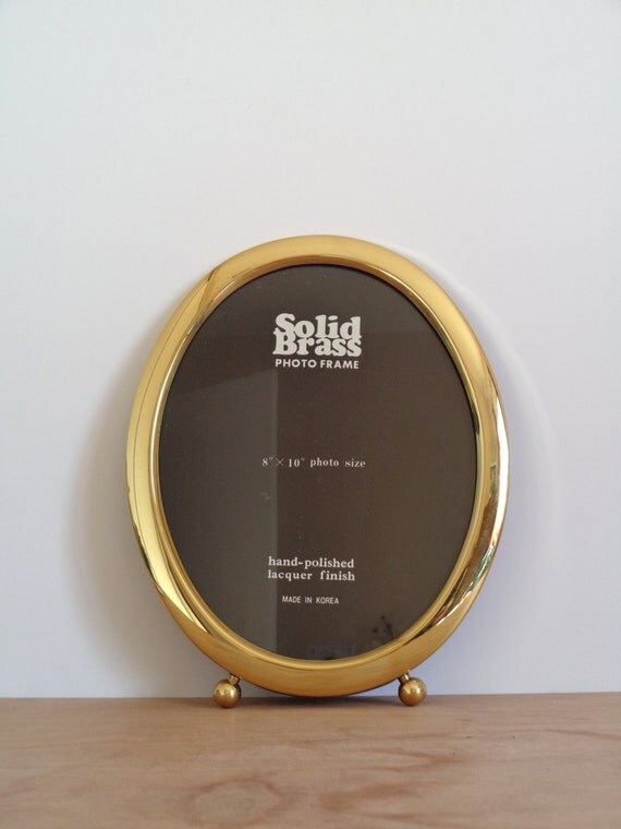Large Solid Brass Oval Photo Frame 8 x 10 by WhiteElephantCo