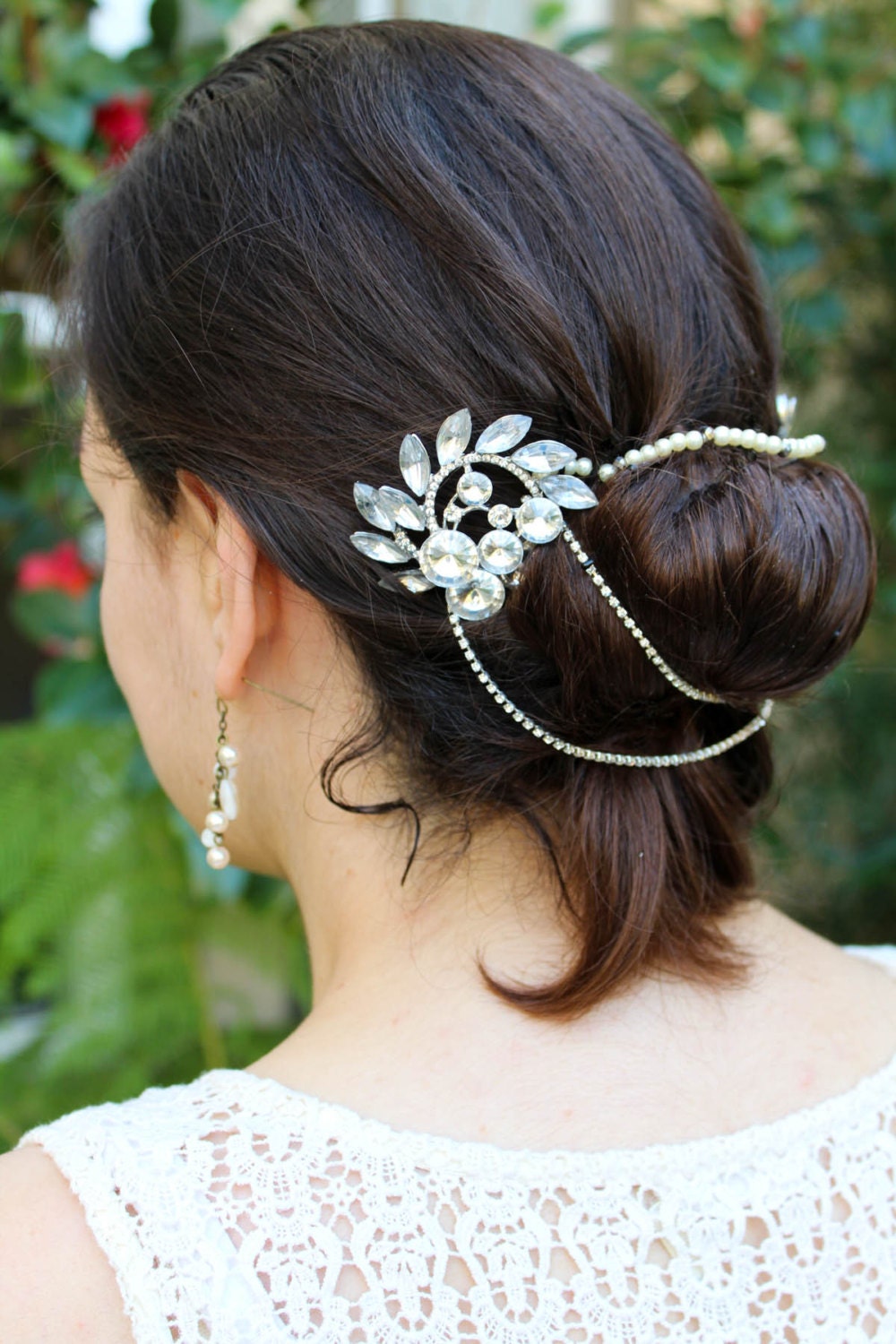Bridal Hair Chain Wedding Hair Wrap 1920s Headpiece Silver
