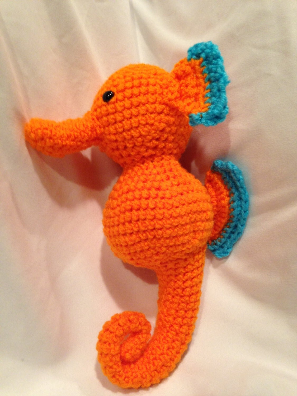 Orange Amigurumi Seahorse by FurryDragonCrafts on Etsy
