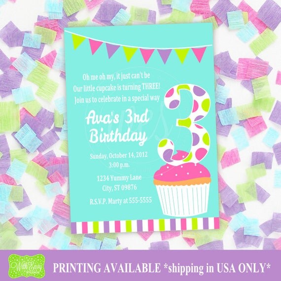 Cupcake Invitation - Cupcake Birthday Invitation - Baking Party Invitation - Cupcake Thank You Card - DIGITAL and PRINTED Available Il_570xn