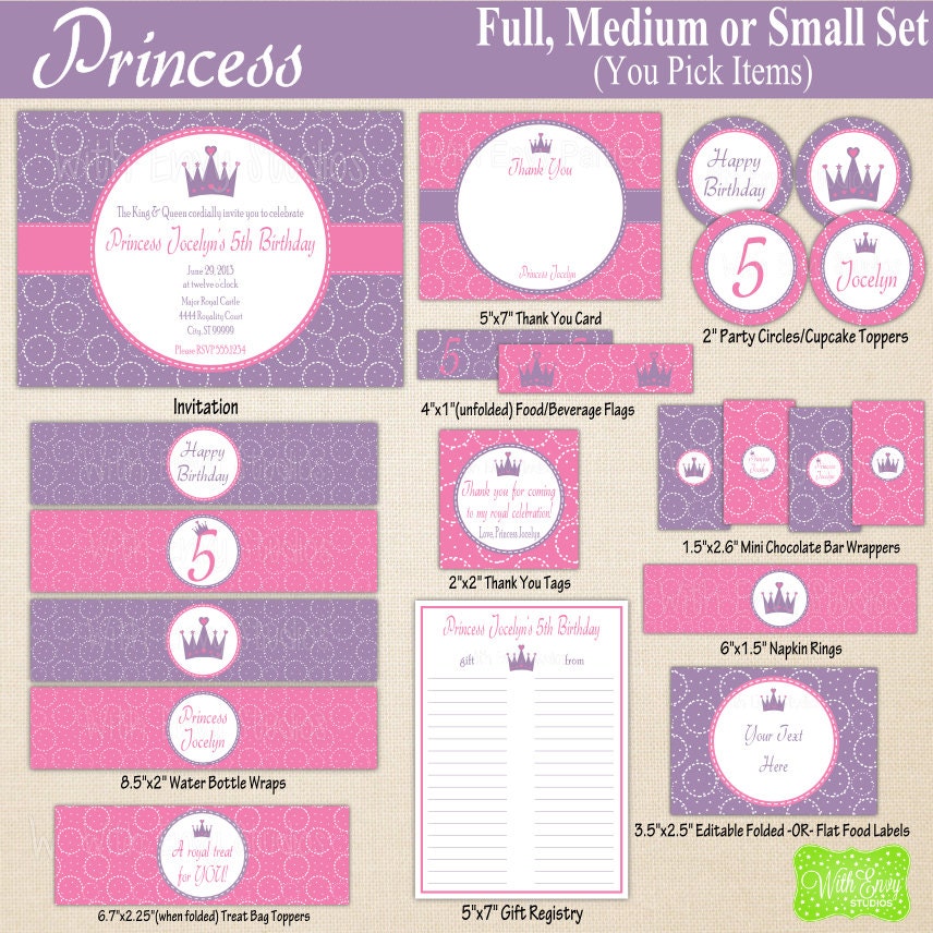 Princess Party Printables Princess Birthday by WithEnvyParties