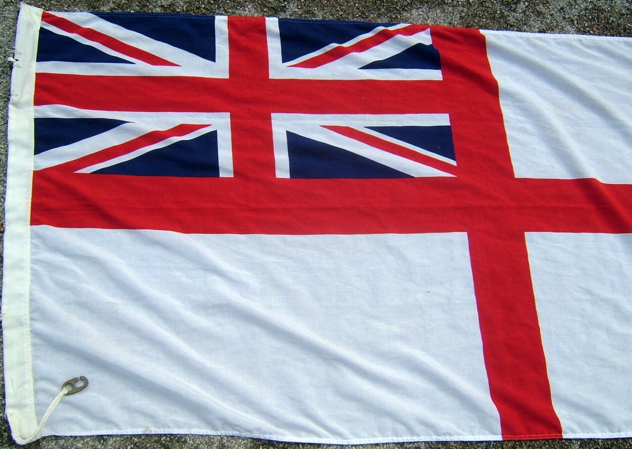 British Royal Navy White Ensign Flag Vintage by BiminiCricket