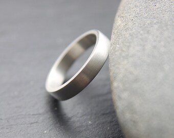 4mm wedding band in tarnish resistant Argentium silver, brushed finish - made to order