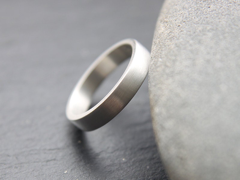 4mm wedding ring in tarnish resistant Argentium silver flat