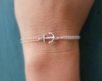 Silver Anchor Bracelet, Beach Wedding, Bridesmaid Bracelet, Bridesmaid Jewelry, gift for her,nautical jewelry, Navy Wife, Cruise theme