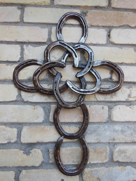 Handmade Welded Horseshoe Cross with Star Wall Art PRICE