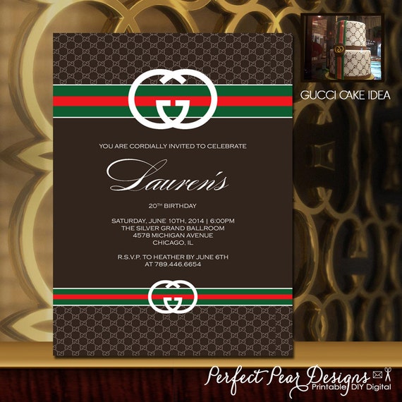 Printable Gucci Theme Invitation Birthday by PerfectPearDesigns