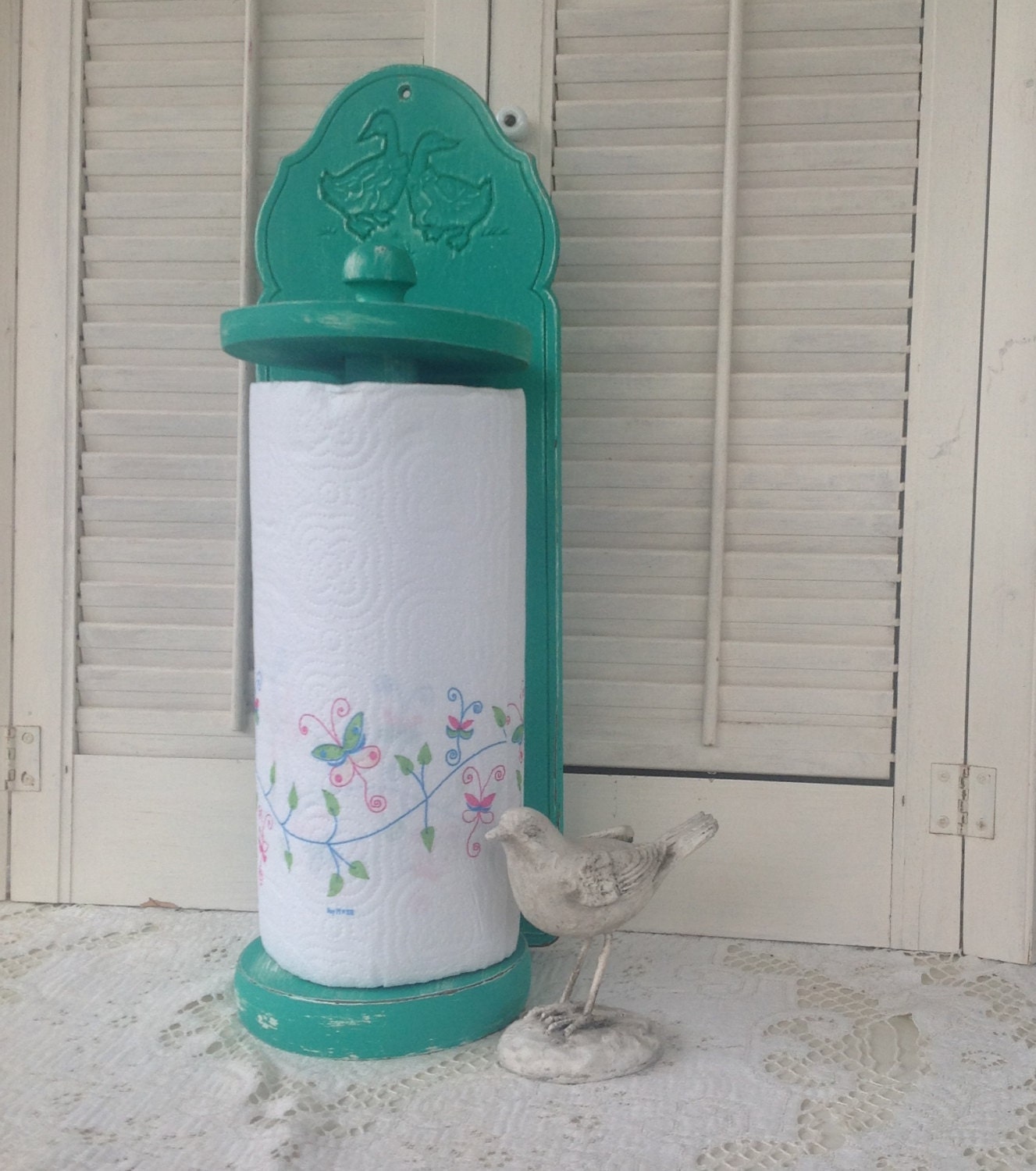 Beach Green Wooden Paper Towel Holder / by ReFeatherYourNest