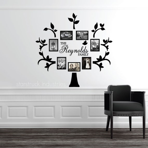 Family Tree Photo Wall personalized last name family tree wall decal photo collage Family Tree Photo Wall personalized last name family tree wall decal photo collage