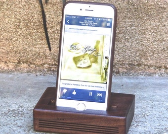 Docking Station for iPhone 6/7 Plus - CONCERT model in Walnut – Use With or Without a Cover - Boosts the Sound