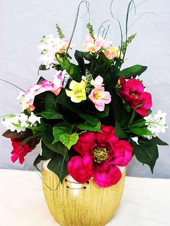 Small flower arrangement silk flower home by artsandcreations