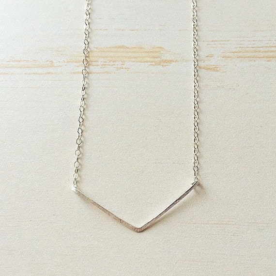 Items similar to Chevron Bar Necklace// Bar Necklace// Sterling Silver