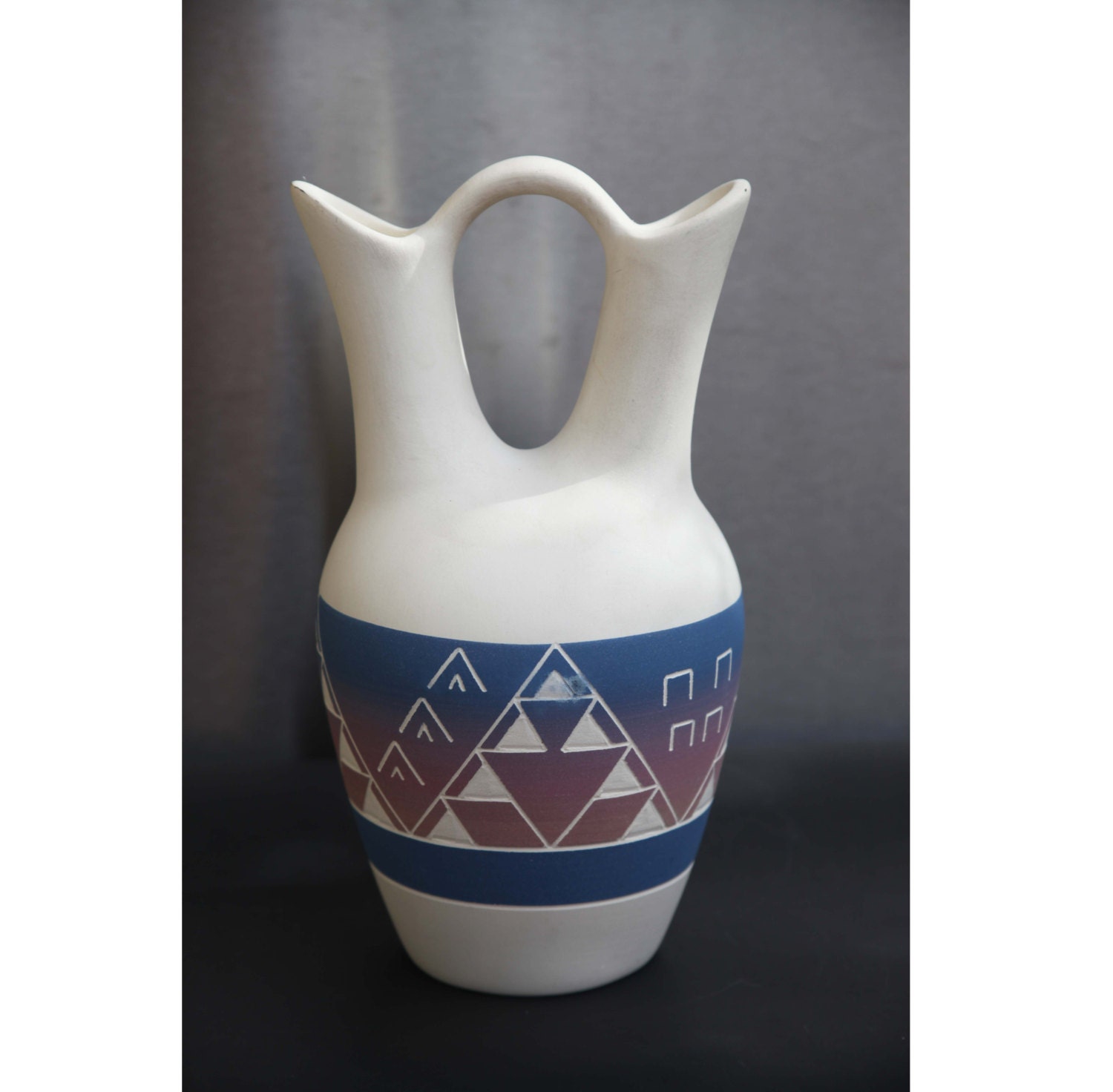Southwest Carved Native American Pottery Indian Wedding Vase