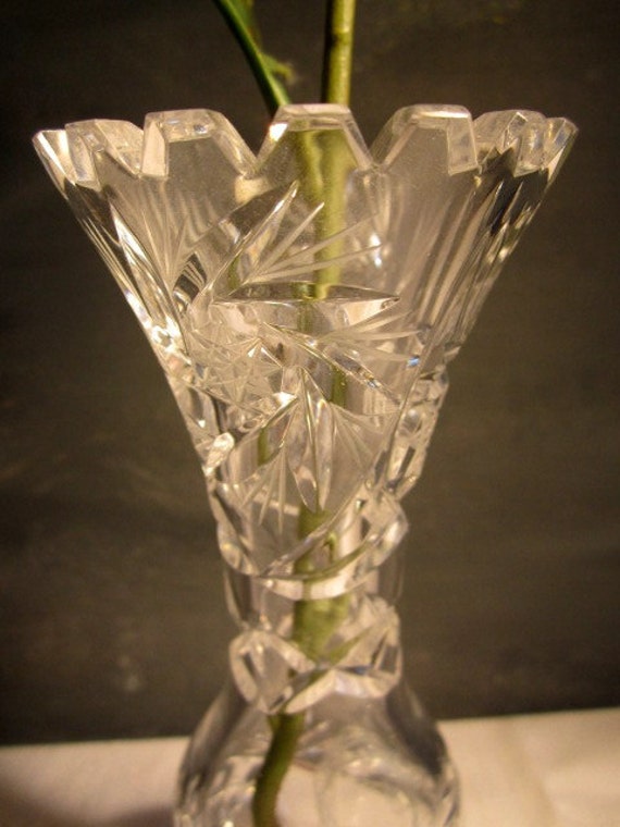 Crystal Fluted Bud Vase Crystal Vase Pinwheel by GingerNIrie
