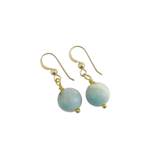 Light Blue Gemstone Drop Earrings Amazonite Single by theYIMI