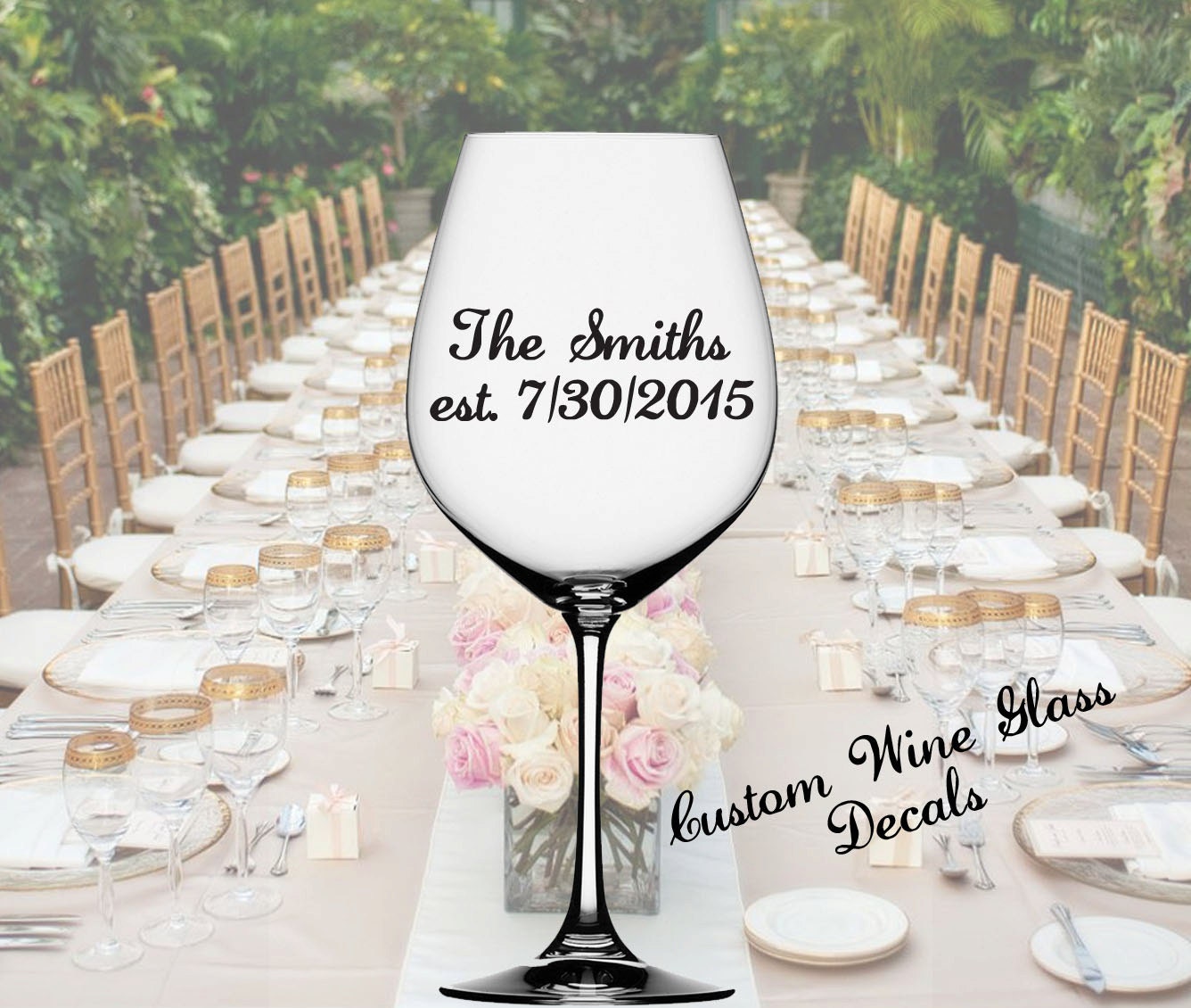 Personalized Custom Wedding Wine Glass Decals by StickyImages