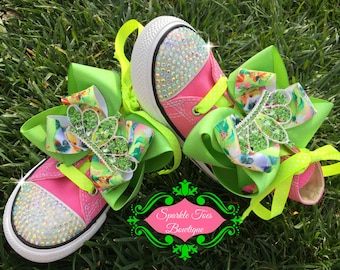 TINKERBELL SHOES - Tinkerbell Costume - Tinkerbell Party - Tinkerbell bows - Crystals - Lavender Converse - Infant/Toddler/Youth