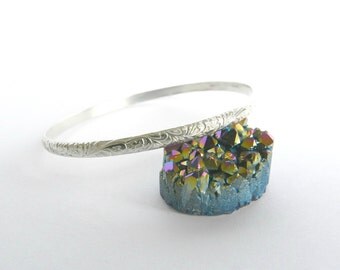 Sterling Silver Bangle Floral Bracelet