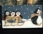 Snow Day, penguins in the snow Winter painting pattern packet instant download