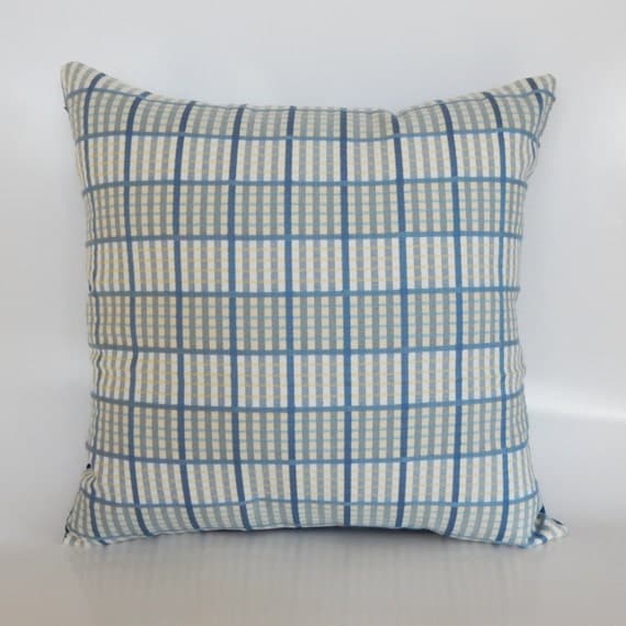 Blue Plaid Decorative Pillow