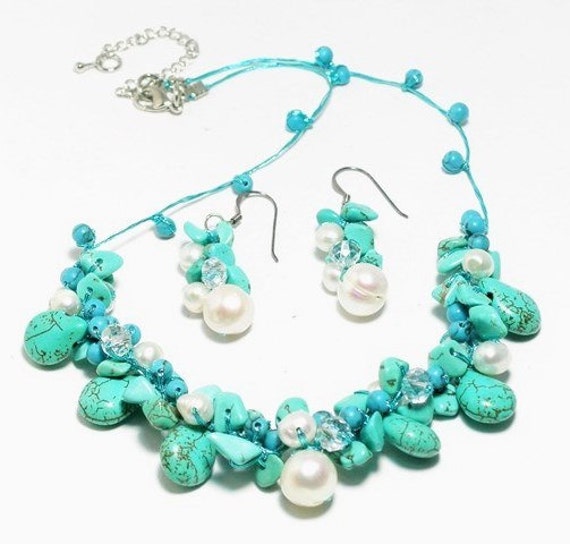 Bridal Jewelry Set Turquoise Pearl Set Turquoise Necklace