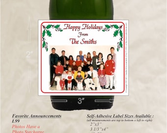 Christmas Wine Labels, Holiday Labels, Holiday Photo, homemade wine, mini liquor bottle labels, Wine Labels Wedding (Set of 24)(L99)
