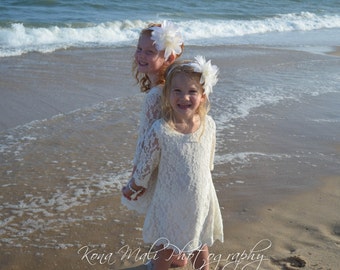 Autumn Flower Girl Lace Dress, Girls Lace Dress, Ivory Flowergirl Dress for toddlers & girls size 1T,2T,3T,4T,5T,6,7/8,9/10,11/12,13/14