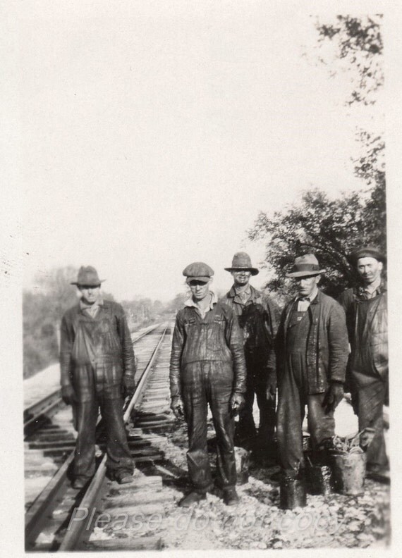 Railroad Workers Grease the Tracks by photopicker on Etsy