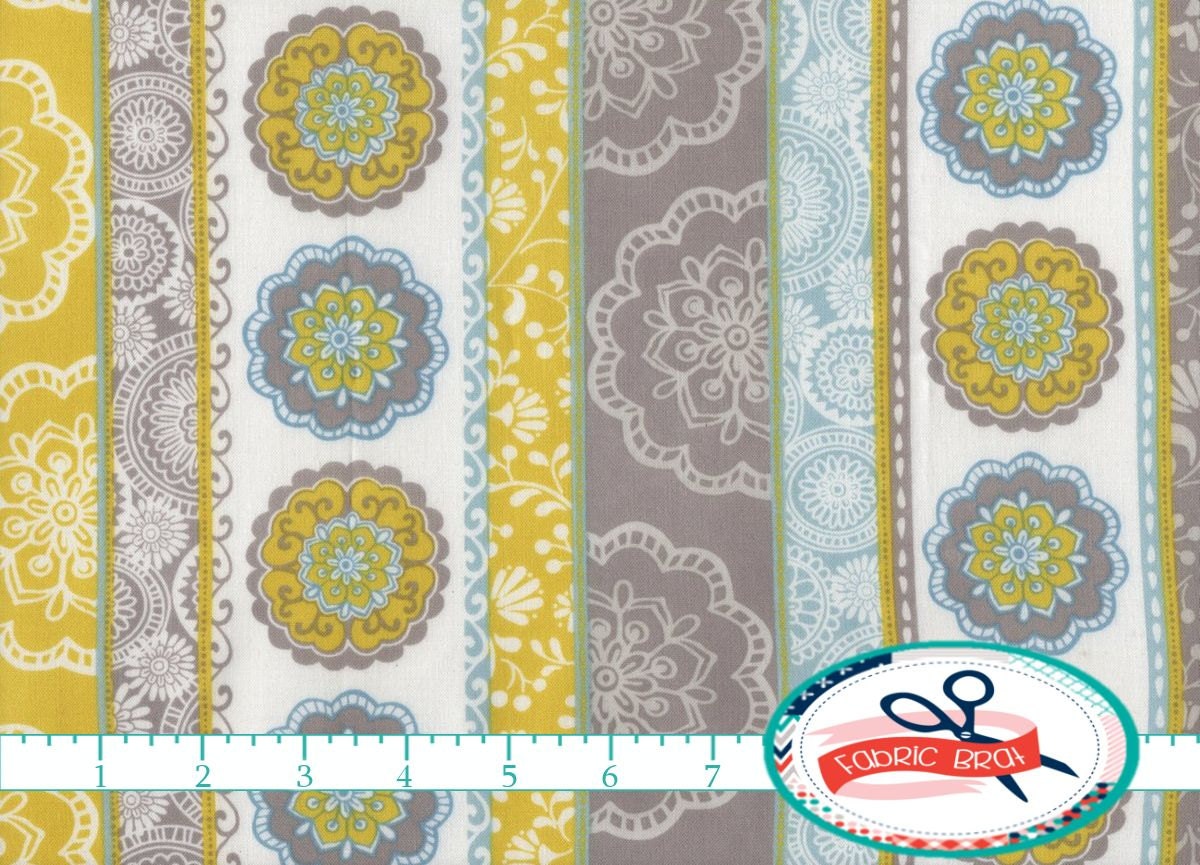 MUSTARD YELLOW & GRAY Fabric by the Yard Fat Quarter by FabricBrat