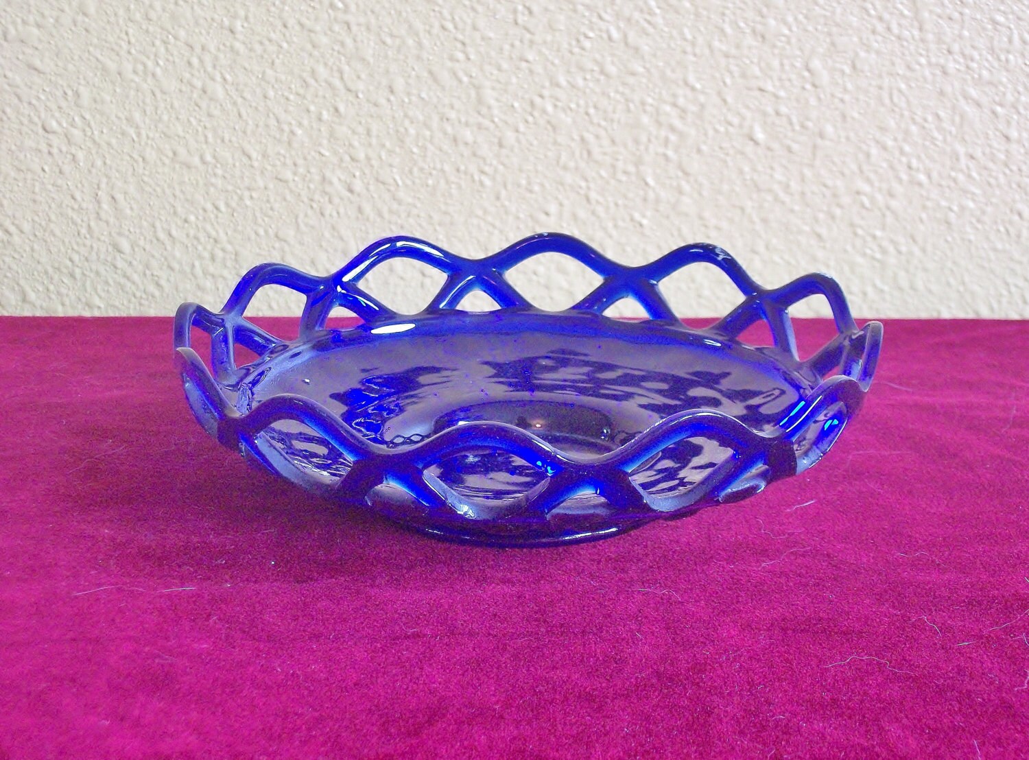 Vintage Cobalt Blue Decorative Bowl by Westmoreland Glass