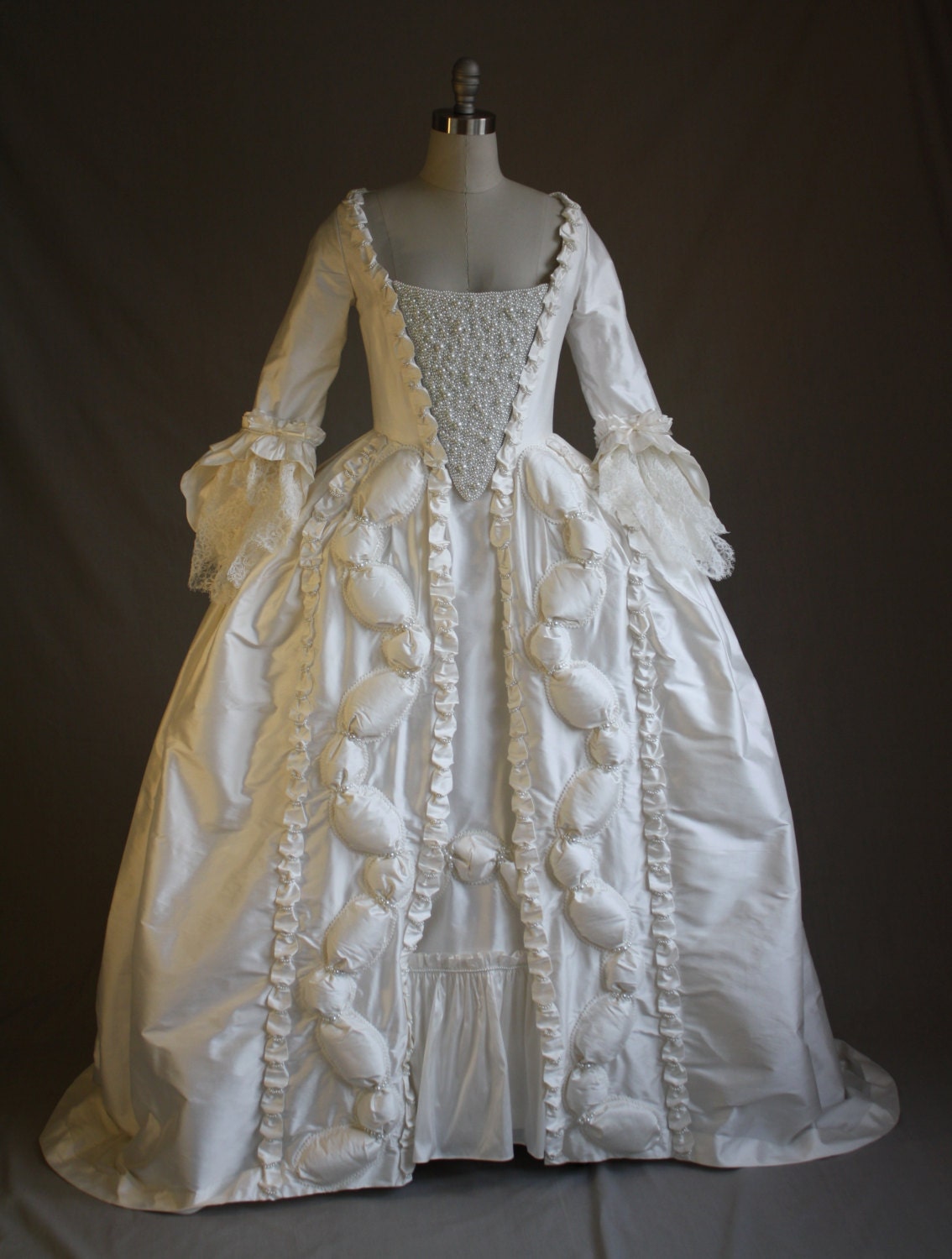 Custom Marie Antoinette Pearl Wedding Gown