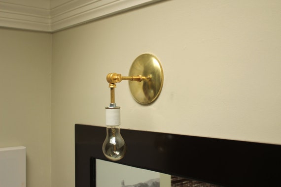 Bathroom Vanity Wall Sconce Gold Brass Mid by IlluminateVintage