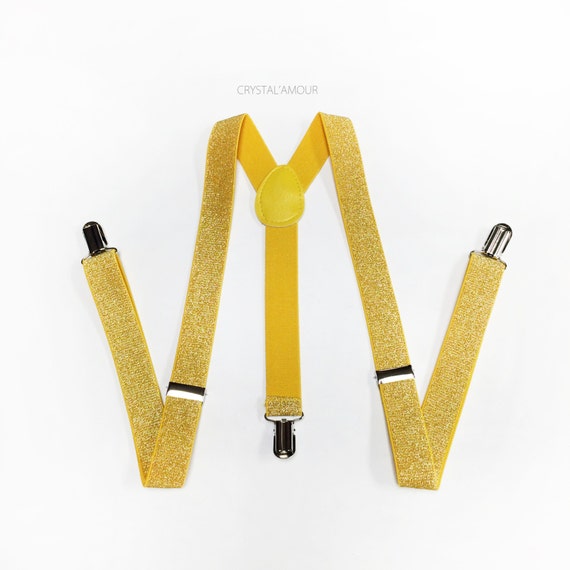 Gold glitter suspenders yellow glitter suspenders